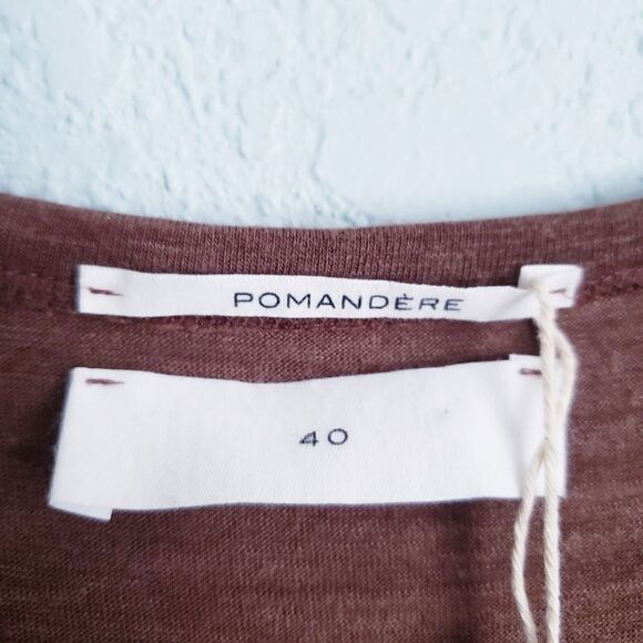 Pomandere Linen Wool Blend Brown Long Sleeve Dress - Picture 6 of 8